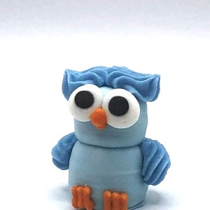 CHOUETTE 3D – en sucre pour décor – couleur bleu – sugar owl for decoration