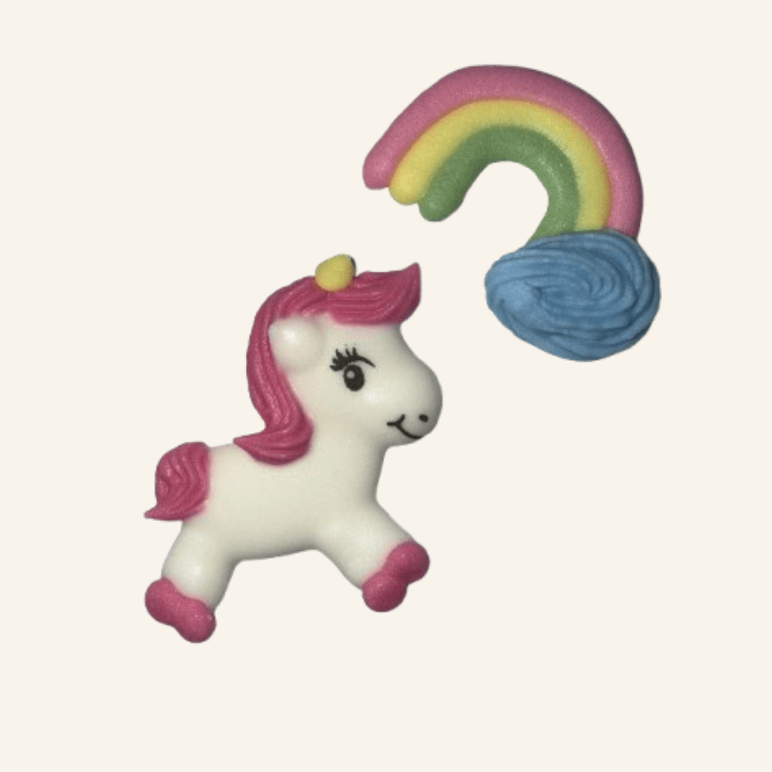 Licorne et Arc-en-ciel en sucre à plat